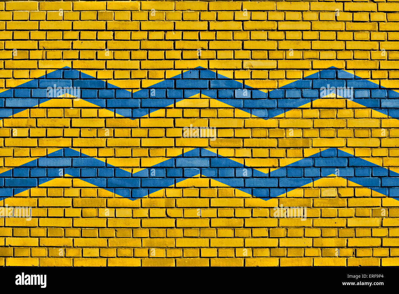 Bandiera di Manchukuo Trasporti marittimi dipinta su un muro di mattoni Foto Stock