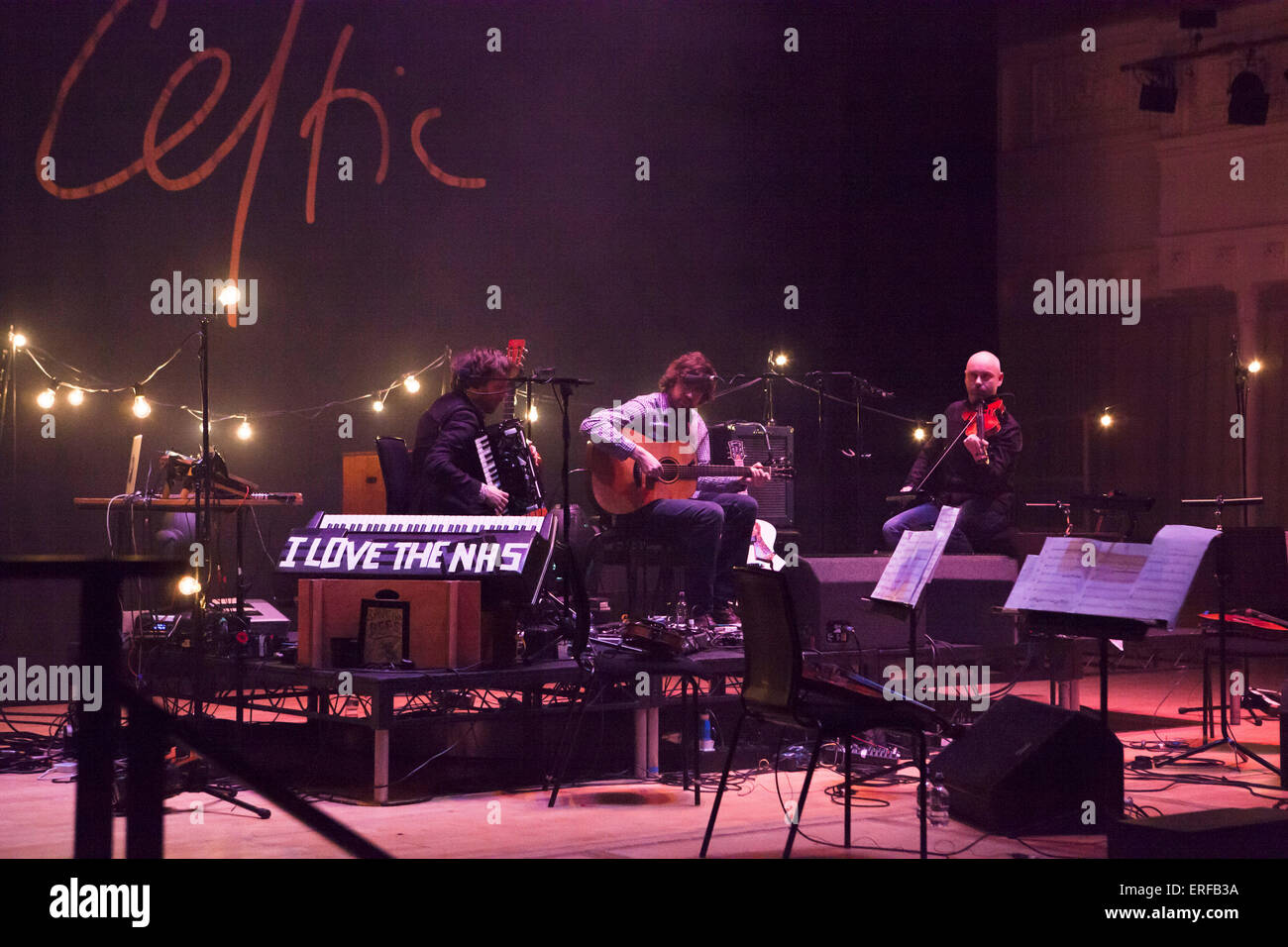 30/1/14 Glasgow. Lau, British folk band contemporanea, eseguita a Glasgow City Hall Celtic Connections 2014 come parte del lancio Foto Stock
