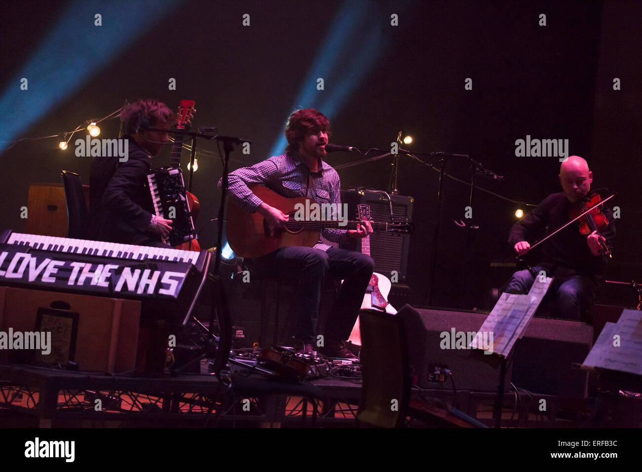 30/1/14 Glasgow. Lau, British folk band contemporanea, eseguita a Glasgow City Hall Celtic Connections 2014 come parte del lancio Foto Stock