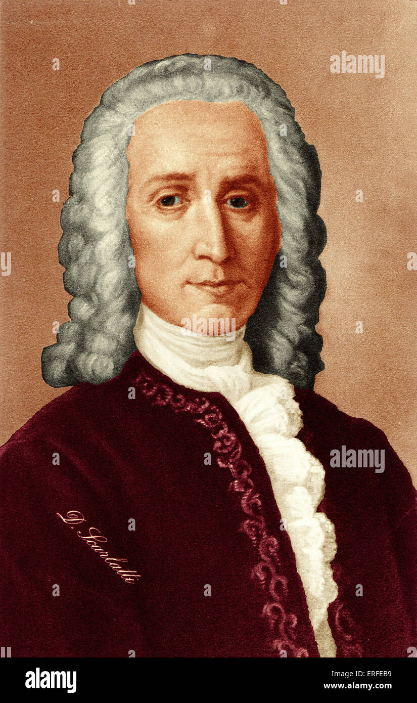 Domenico Scarlatti ritratto. Versione a colori. Clavicembalista e compositore 1685-1757 Foto Stock