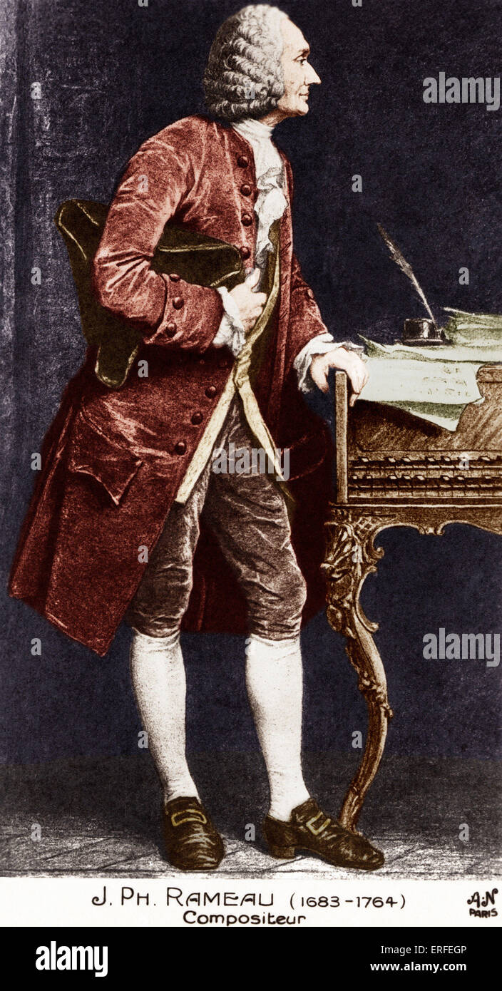 Jean Philippe Rameau in piedi. Versione a colori. Il compositore francese e teorico 1683-1764. Foto Stock