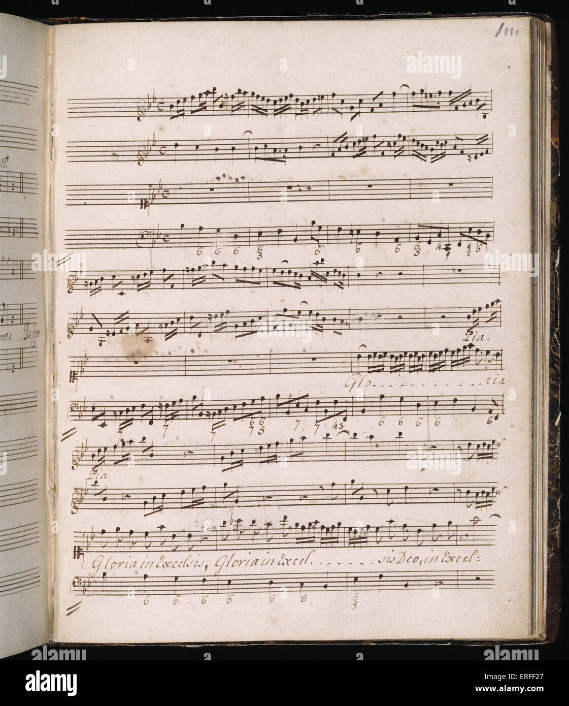 George Frideric Handel "Gloria in excelsis Deo". Estratto dal manoscritto, scoperto nel 2001 alla Royal Academy of Music Foto Stock