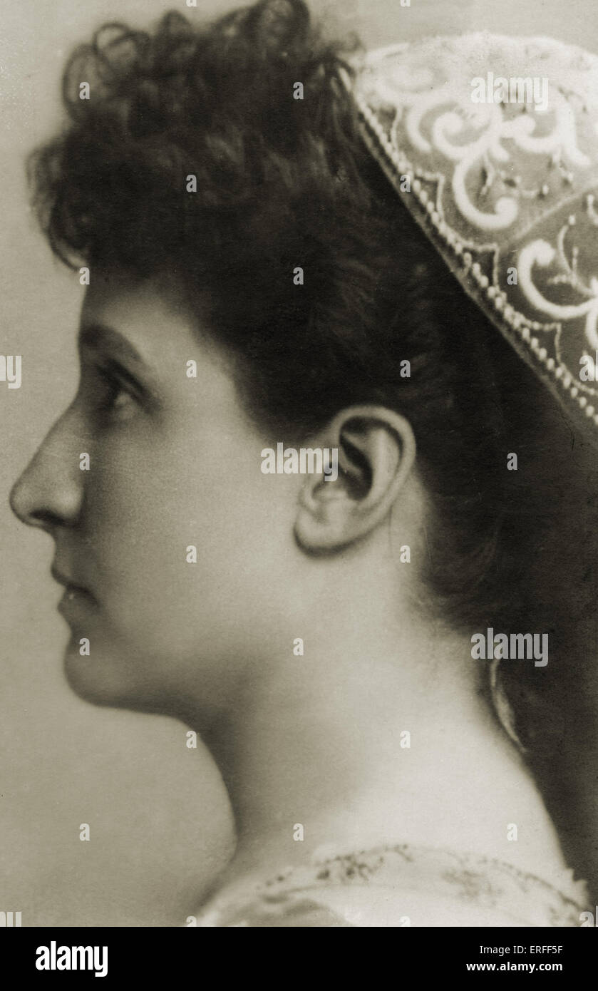 Nellie Melba, profilo verticale. La coloratura australiano soprano, 1861-1931. Foto Stock