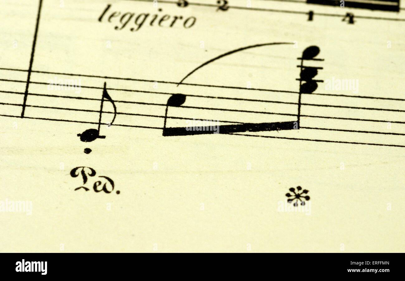 Musica per pianoforte - marcatura del pedale Foto Stock