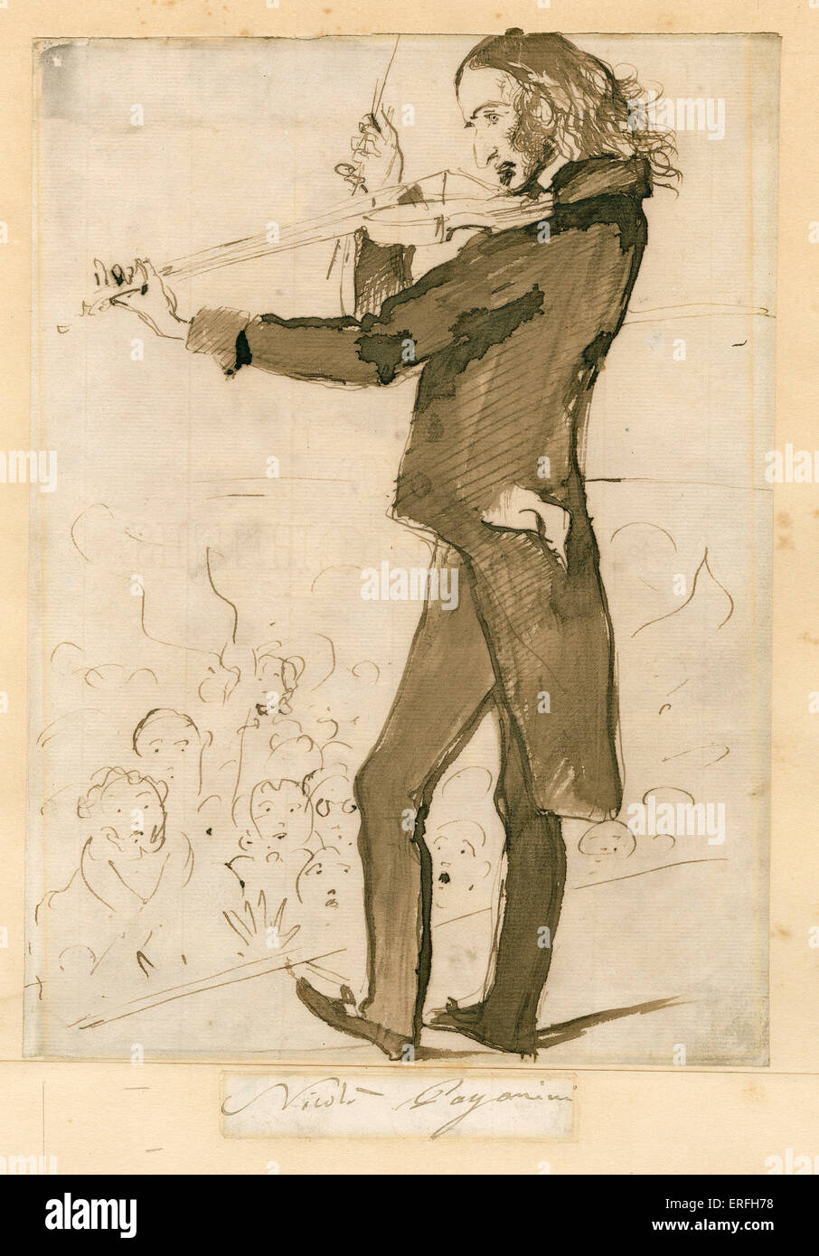 Niccolò Paganini - Ritratto italiano del violinista e compositore giocare davanti a un pubblico di Sir Edwin Landseer con Foto Stock