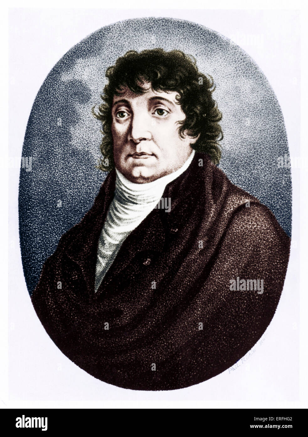 Emanuel Schikaneder, ritratto. Wolfgang Amadeus Mozart 's librettista. 1751-1812. Persuaso Mozart per impostare la musica suo gioco Die Foto Stock