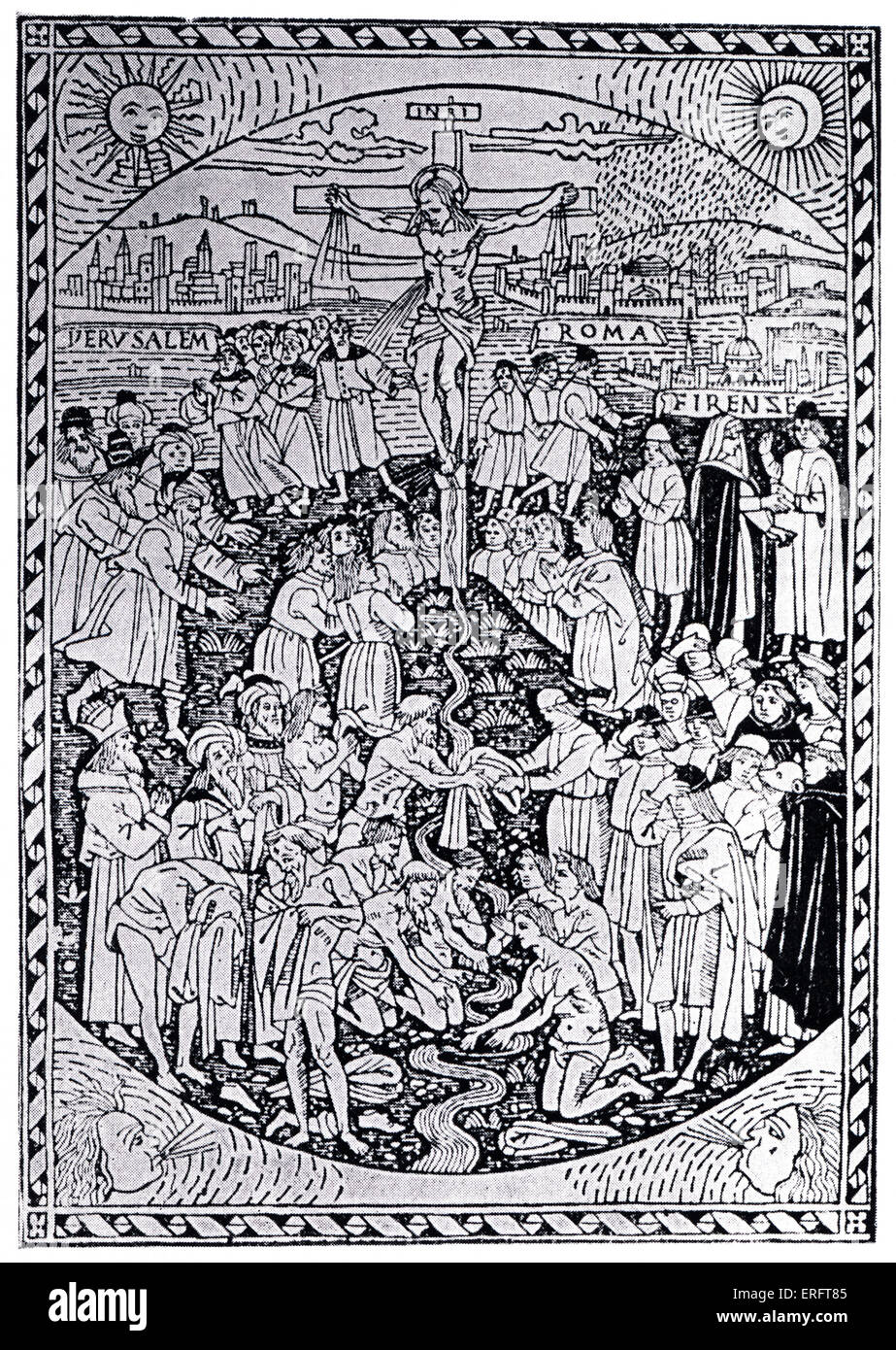 Frà Girolamo Savonarola, il fiume della vita che Savonarola vide in una visione. Monaco italiano e riformatore, b.1452. Figlio naturale di Foto Stock