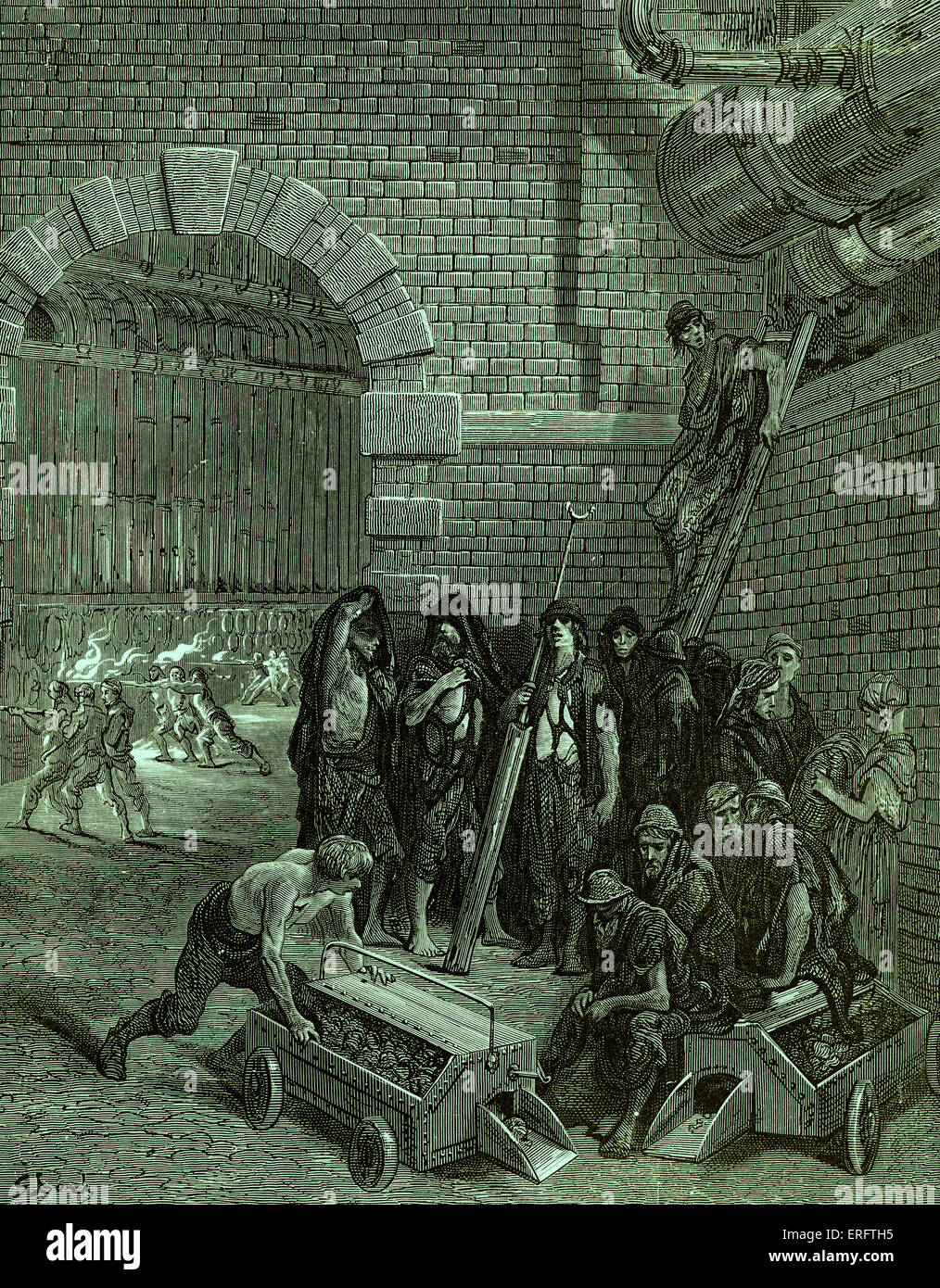 Lambeth Officine di produzione del gas. Incisione di Gustave Doré, da 'London, un pellegrinaggio, da Gustave Doré e Blanchard Jerrold', 1872. Foto Stock