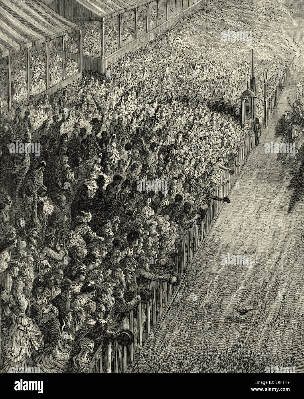 Derby vittoriano fine. Incisione di Gustave Doré, da 'London, un pellegrinaggio, da Gustave Doré e Blanchard Jerrold', 1872. Foto Stock
