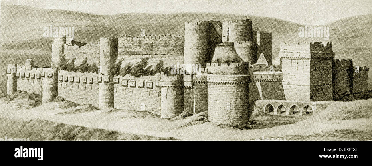 Krak des Chevaliers, castello dei Crociati in Siria. (Qal'at al-a) (djebel Ansariyya) . Sede dei Cavalieri Ospitalieri Foto Stock
