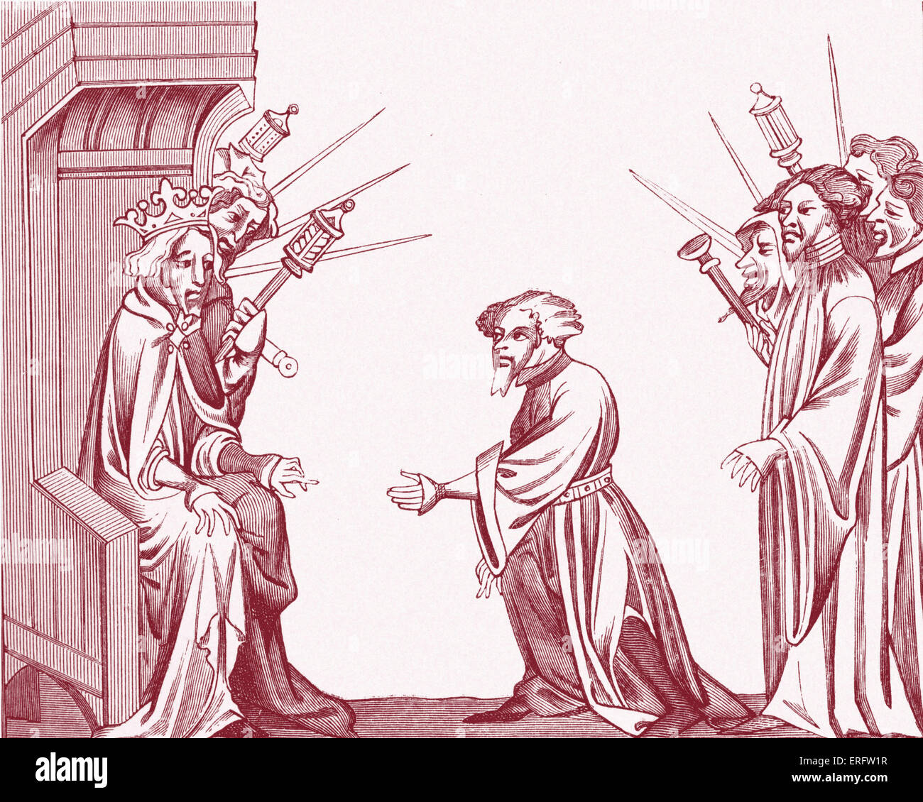 Re Carlo Magno che riceve il giuramento di fedeltà e omaggio di uno dei