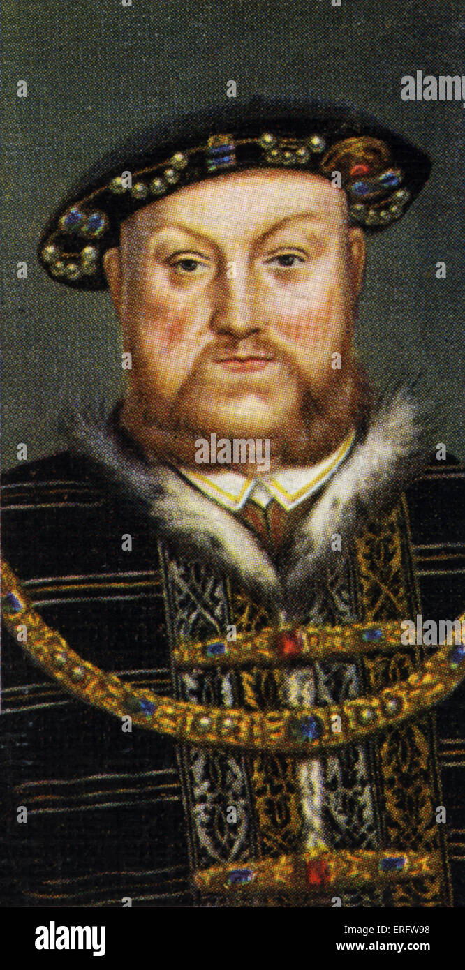 Il re Enrico VIII ritratto regnò (1509 - 1547). Il re Enrico sposato sei mogli ed eseguito due di essi. Al fine di sposare Anna Foto Stock