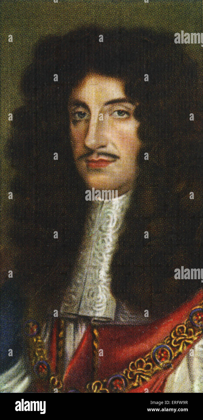 Il re Carlo II ritratto regnò (1660 - 1685). Essendo stato esiliato dall Inghilterra come un giovane uomo è tornato a regola attraverso Foto Stock