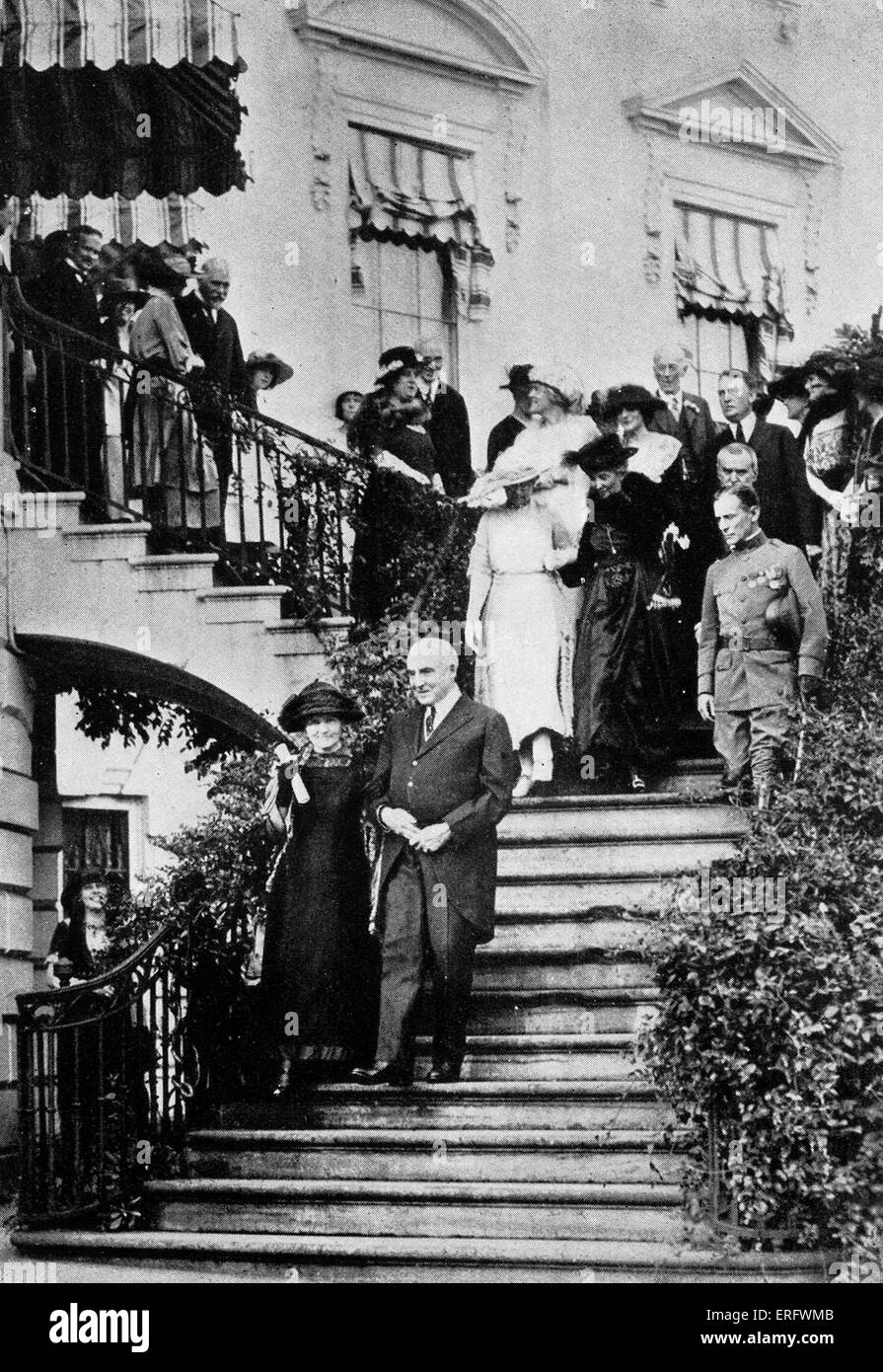 Marie Curie e Presidente Harding durante il suo tour degli Stati Uniti in 1921. MC: polacco-nato fisico francese e pioniere nel Foto Stock