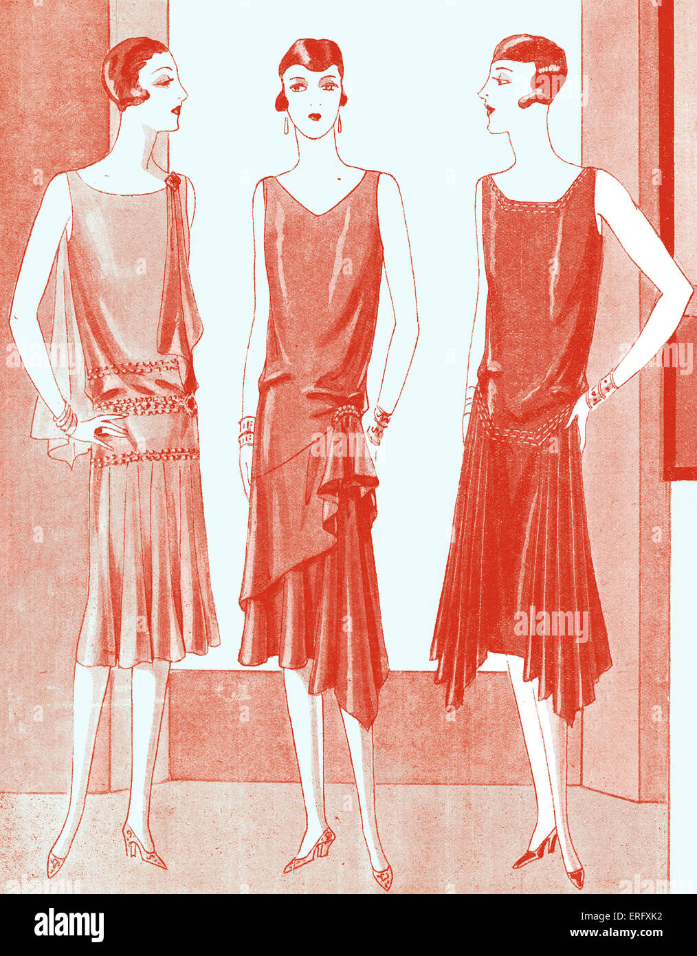 Moda cena abiti nei tardi 1920s. La rubrica si legge L invito a