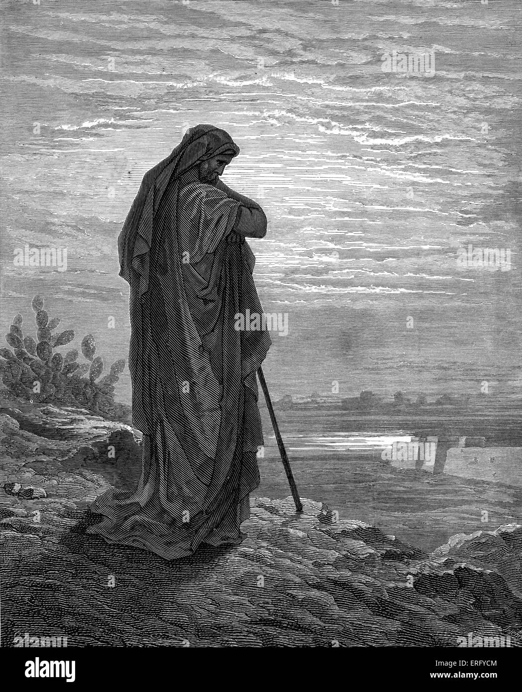 Il profeta Amos, incisione di Gustave Doré. Amos, profeta al tempo di Geroboamo II di Israele e di Uzziah re di Giuda. GD: Foto Stock