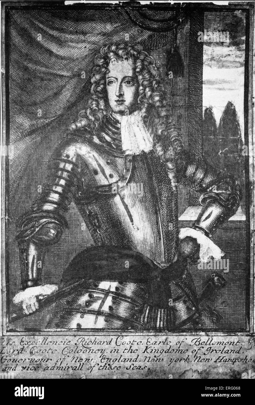 "Richard Coote, Conte di Bellomont, governatore del Massachusetts, 1699 - 1700', incisione. Irish nato coloniale e del regolatore Foto Stock