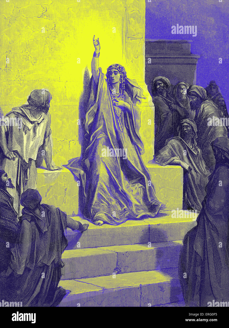Deborah di canzone di trionfo. Scena biblica del Vecchio Testamento. Xilografia da Gustave Doré (1832 - 1883). Oratorio di Handel: Foto Stock
