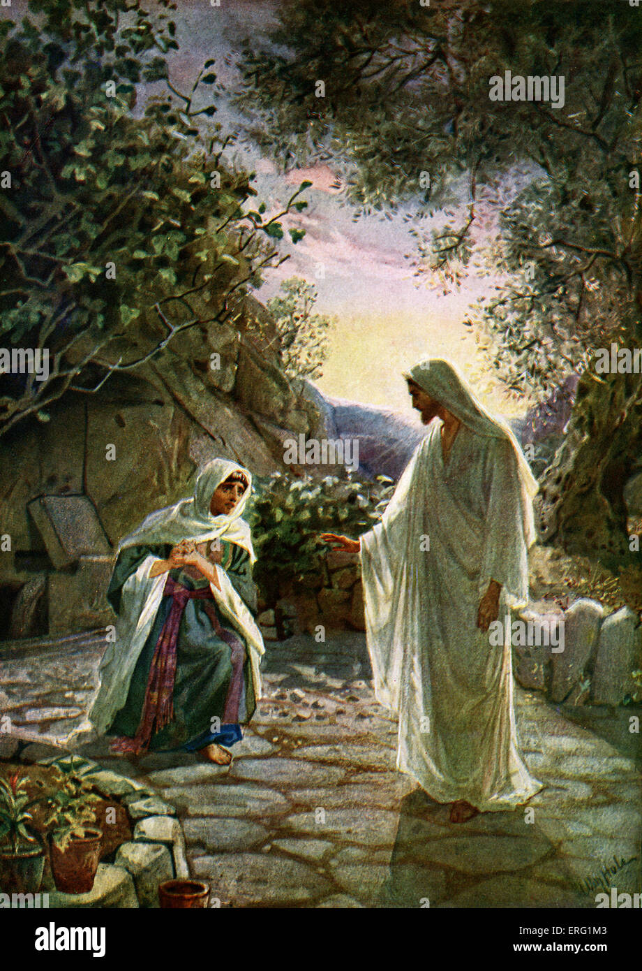 Maria Maddalena parla di Gesù risorto dopo il primo colpo di fulmine per lui il giardiniere. "Gesù le disse: "non mi toccare; PER I Foto Stock