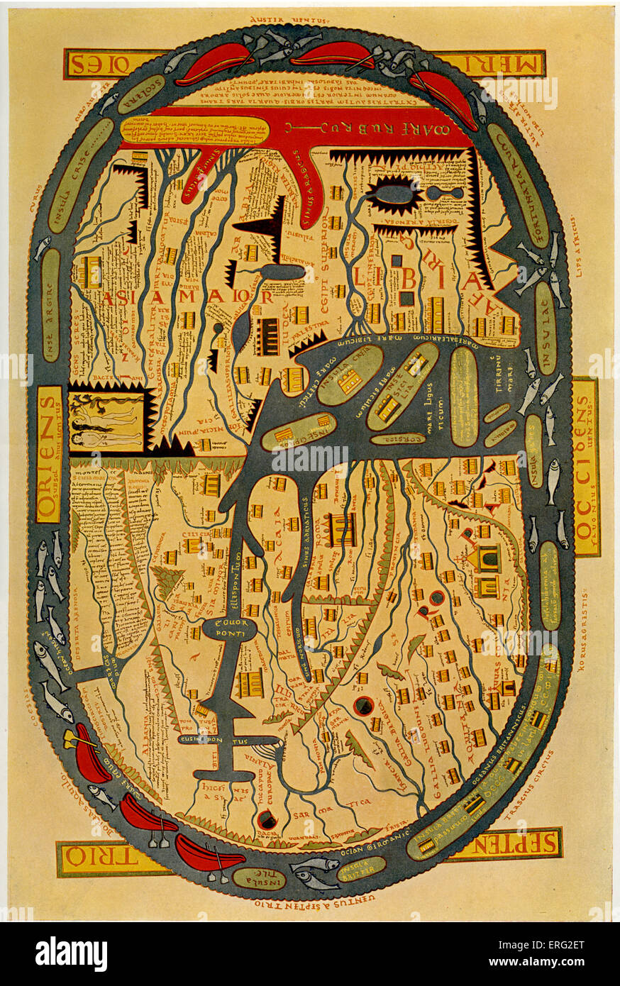 Beatus' mappa del mondo. San Beato di Liebana monaco spagnolo, teologo e geografo 730 - 800. Foto Stock