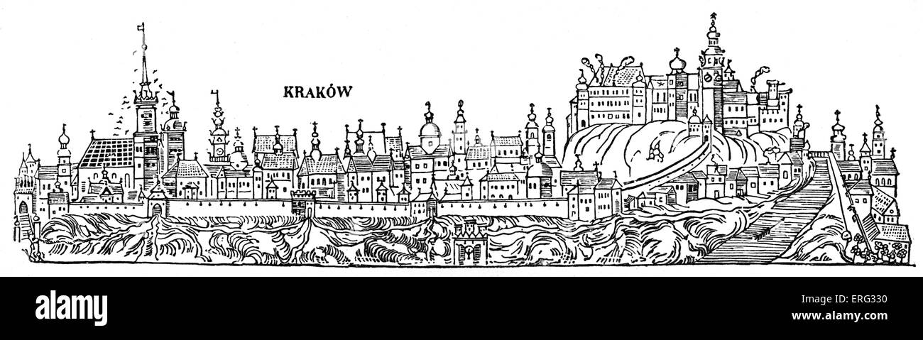 Cracovia. Xvi secolo vista della citta'. Polonia Foto Stock