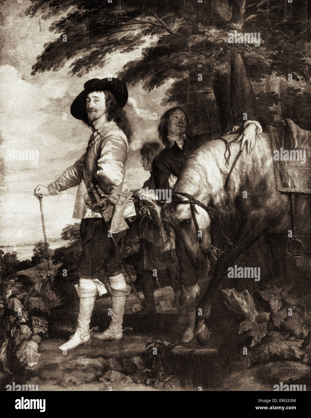 Il re Carlo I d'Inghilterra, dopo un dipinto di Anthony van Dyck. Charles I 19 Novembre 1600 - 30 gennaio 1649; AvD Fiammingo Foto Stock