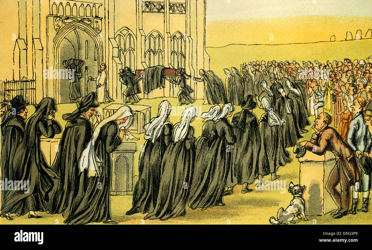 " Il funerale di sintassi', illustrazione di Thomas Rowlandson da 'Dottore sintassi's Tour in cerca di una moglie' da William Combe. Foto Stock