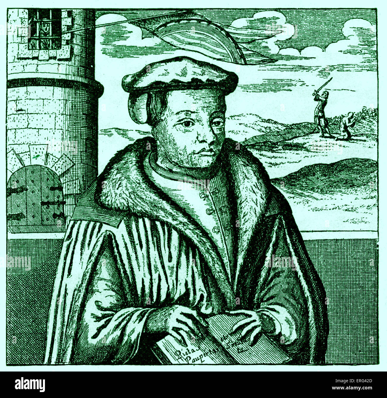 Thomas Muntzer, pastore e il leader ribelle durante il tedesco della guerra dei contadini del 1524 - 1525. 1488 - 27 maggio 1525. Versione oscurata. Foto Stock