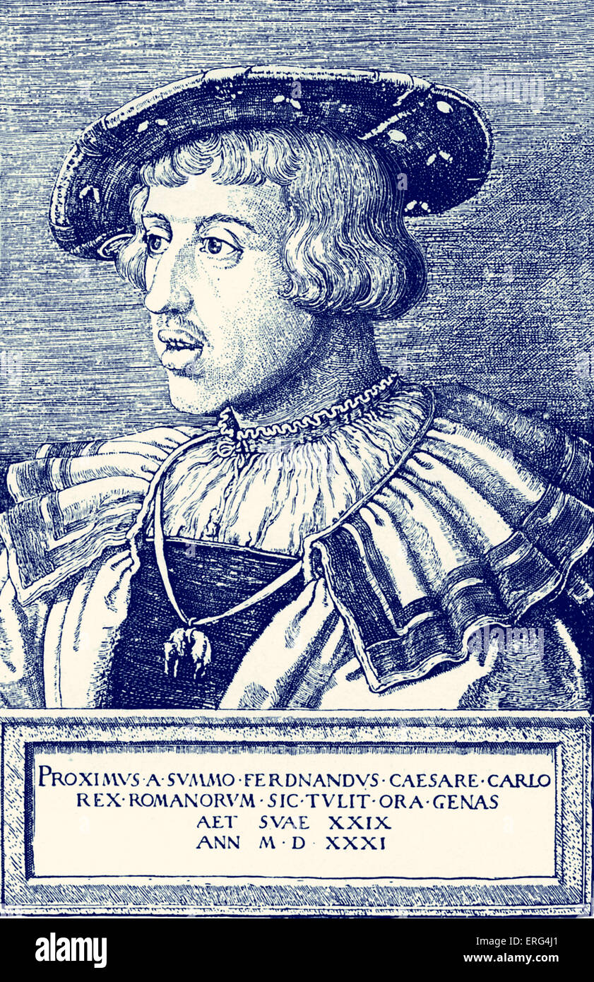 Ferdinando I di età compresa tra i 29 datata 1531. Ferdinando I Imperatore del Sacro romano impero 10 marzo 1503 - 25 luglio 1564. Rame contemporanea-piastra Foto Stock