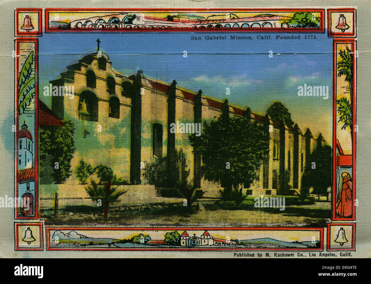 California: San Gabriel Missione, fondata 1771. Foto scattata c.1900s Foto Stock