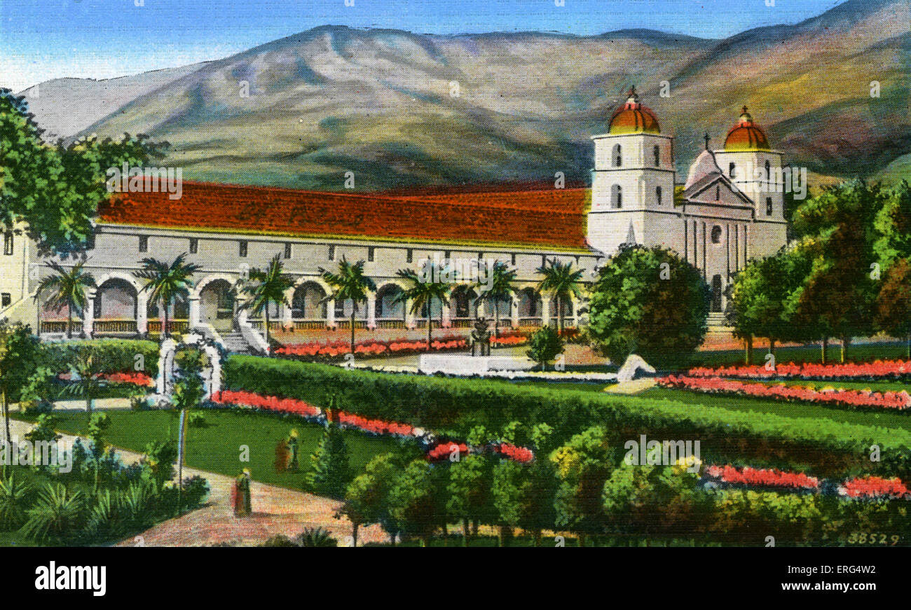 California: Santa Barbara Mission e motivi. Foto scattata c.1900s Foto Stock