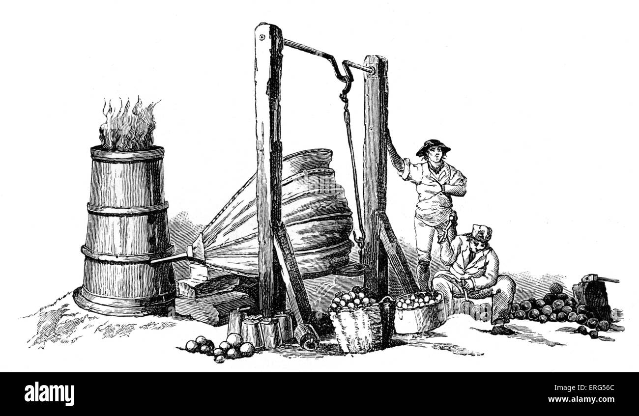 La colata le palle di cannone, Londra. Da Pyne 'Microcosm" 1803-1806 Foto Stock