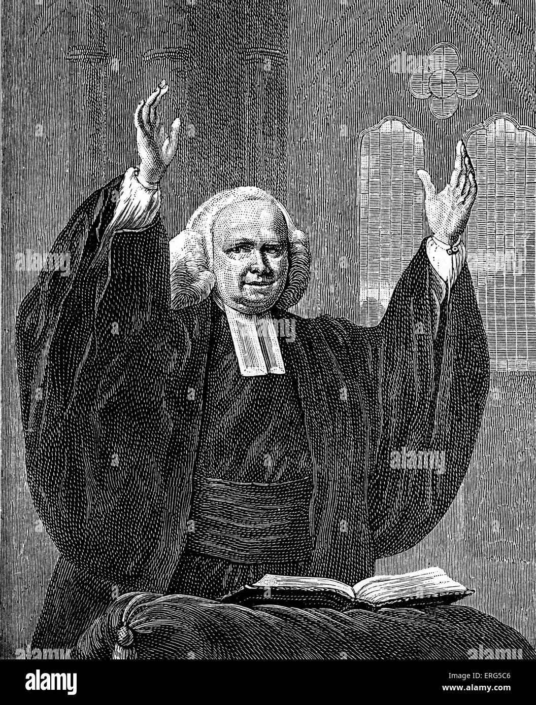 George Whitefield (1714 - 1770), predicatore e pastore della chiesa di Inghilterra e un leader del Metodismo. Foto Stock