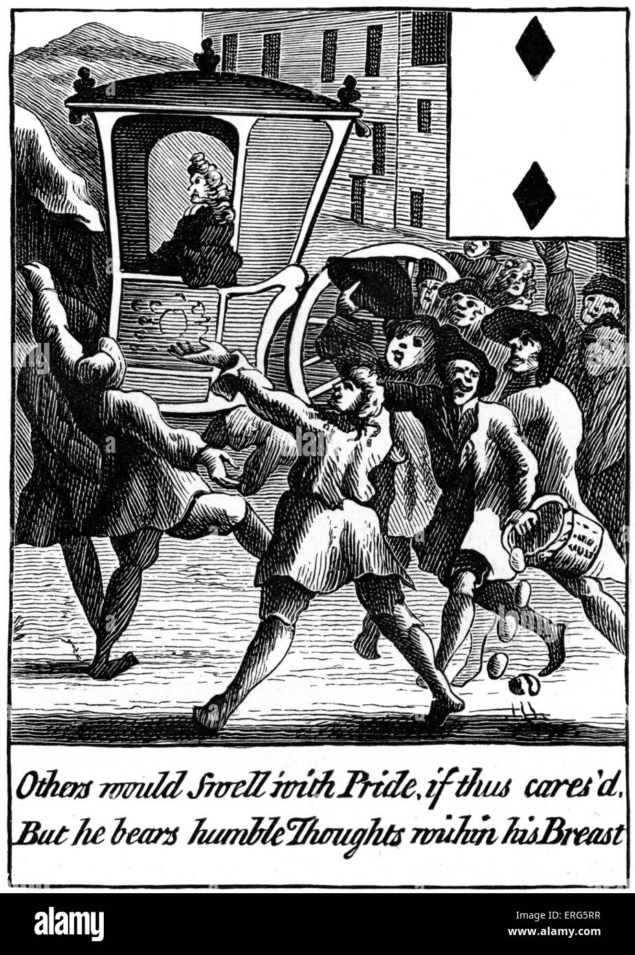 'Sacheverell trionfo dell', 1710. Progettazione per la carta da gioco. La didascalia recita: "Gli altri si gonfiano con orgoglio se così si prende cura'd,ma lui Foto Stock