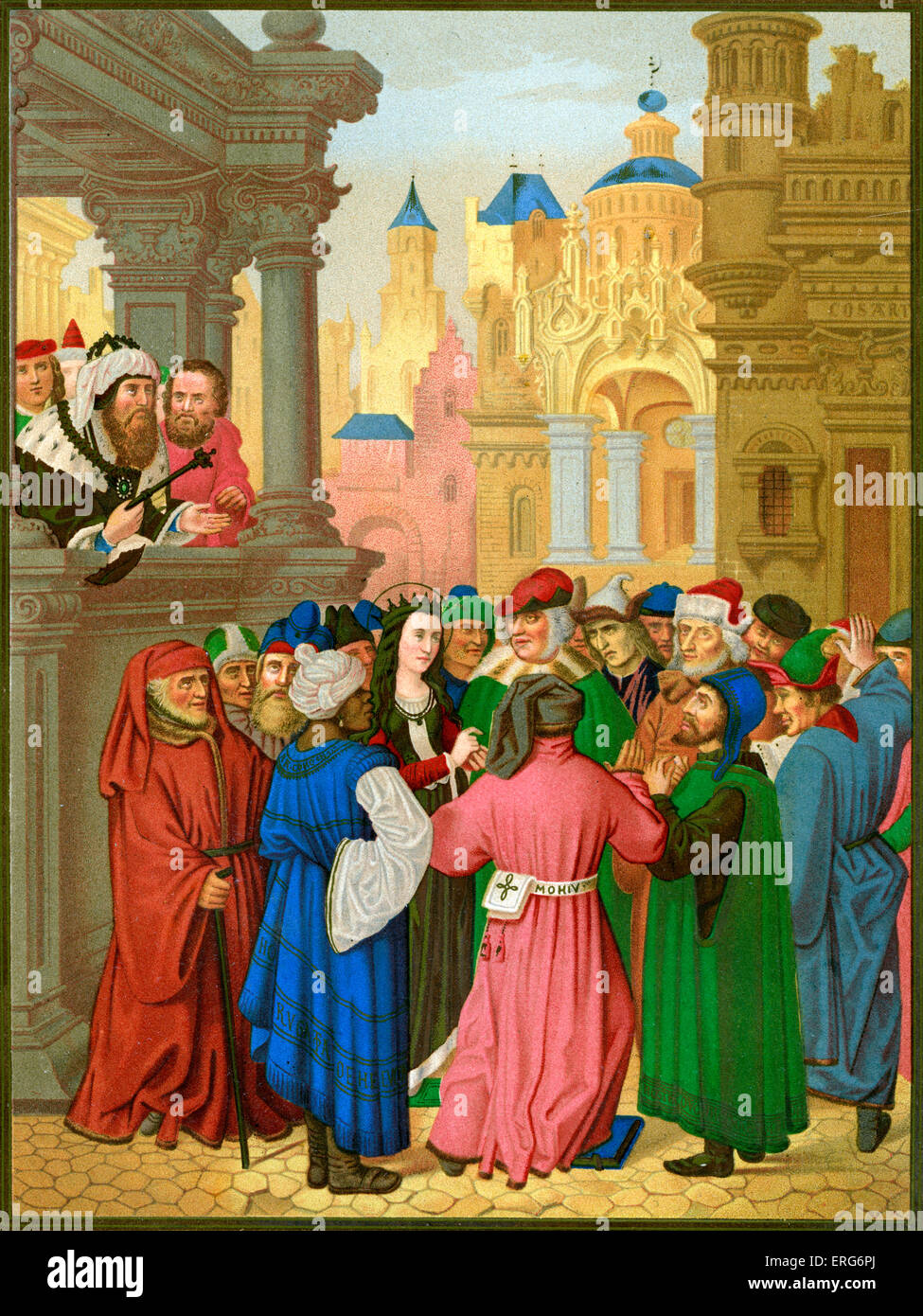 Santa Caterina circondato dai medici di Alessandria. Santa Caterina è nato un pagano, ma si convertì al cristianesimo e Foto Stock