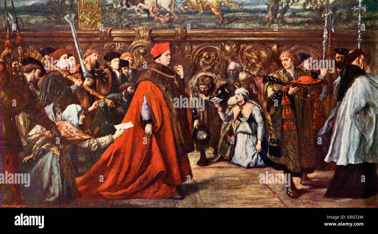 Il Cardinale Wolsey andando in processione fino a Westminster Hall, riprodotto dall'originale da Sir John Gilbert nel 1886-7. Il Cardinale Foto Stock