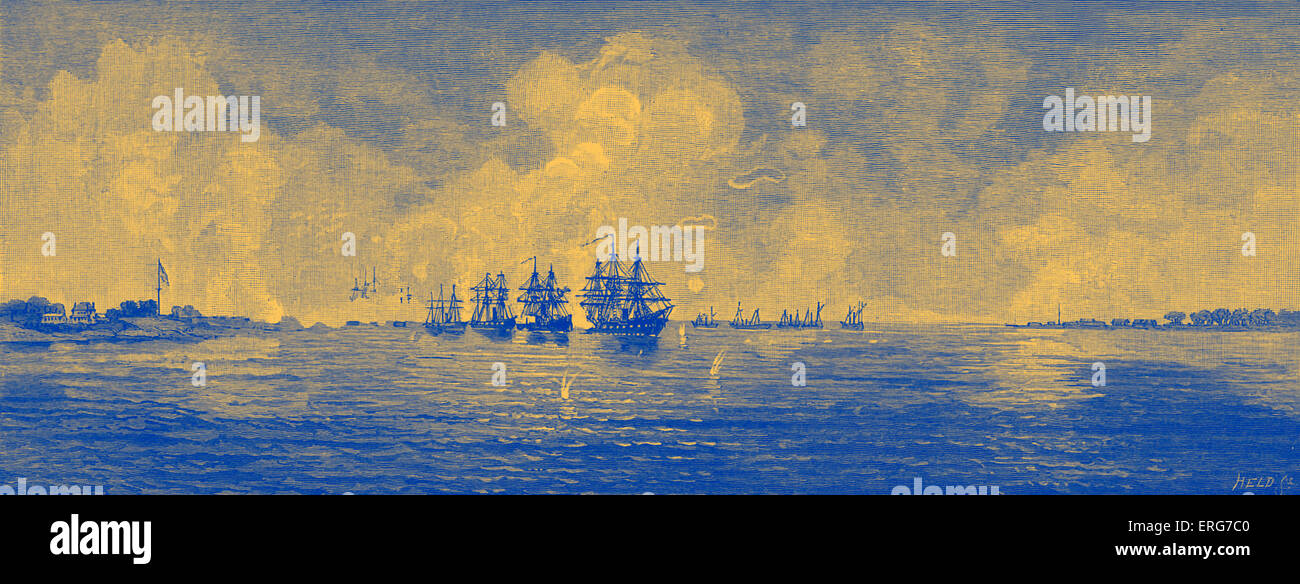 La flotta europea in occasione della battaglia di Port Royal nel novembre 1861, dopo un tempo di guerra sketch. La guerra civile americana. La battaglia è stata uno dei Foto Stock