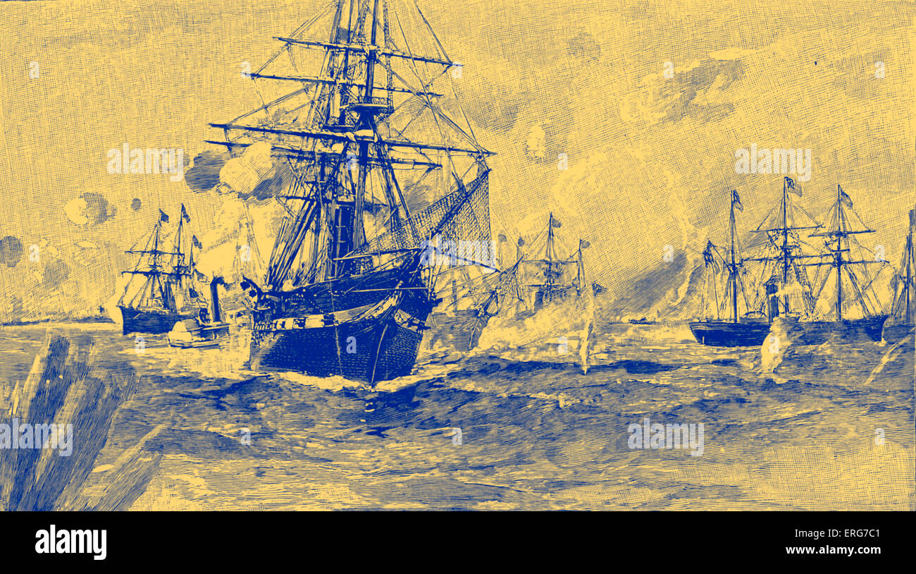 La battaglia di Port Royal nel novembre 1861. La guerra civile americana. La battaglia è stato uno dei primi della Guerra Civile americana che Foto Stock