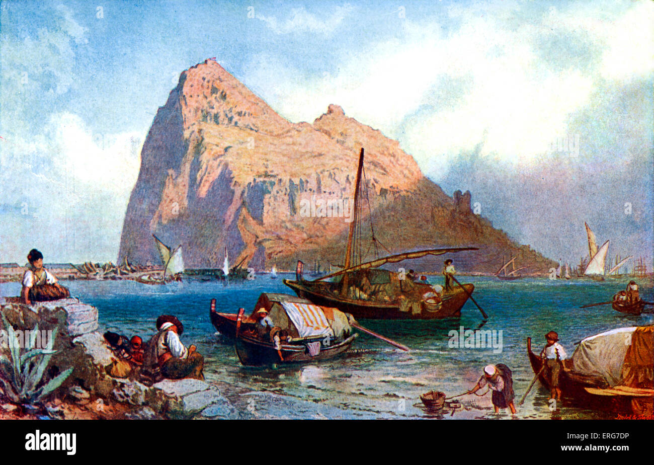 Gibilterra, dopo un disegno originale da Myles Birket Foster. Illustratore Inglese, 4 febbraio 1825 - 27 Marzo, 1899. Foto Stock