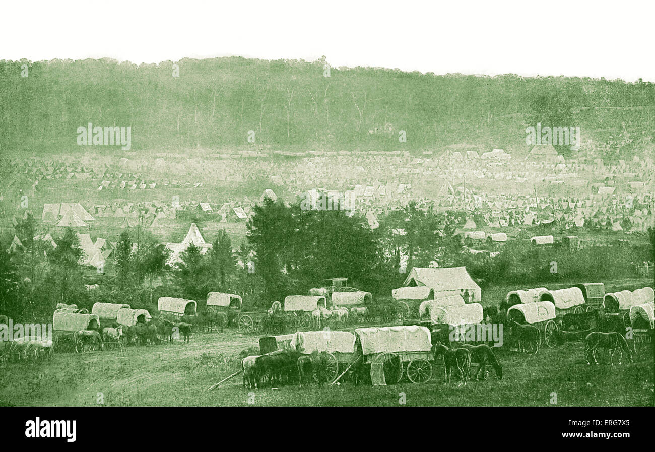 Armata del Potomac Encampment - Guerra civile americana (1861-1865) . Vicino alla Casa Bianca, Virginia. Grande esercito dell'Unione nell'orientale Foto Stock