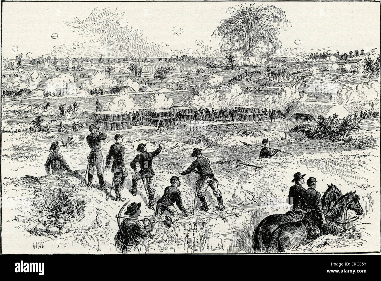 La battaglia del Cratere, Guerra civile americana - esplosione della miniera. Il 30 luglio 1864, le truppe della Federazione è esplosa una miniera in Foto Stock