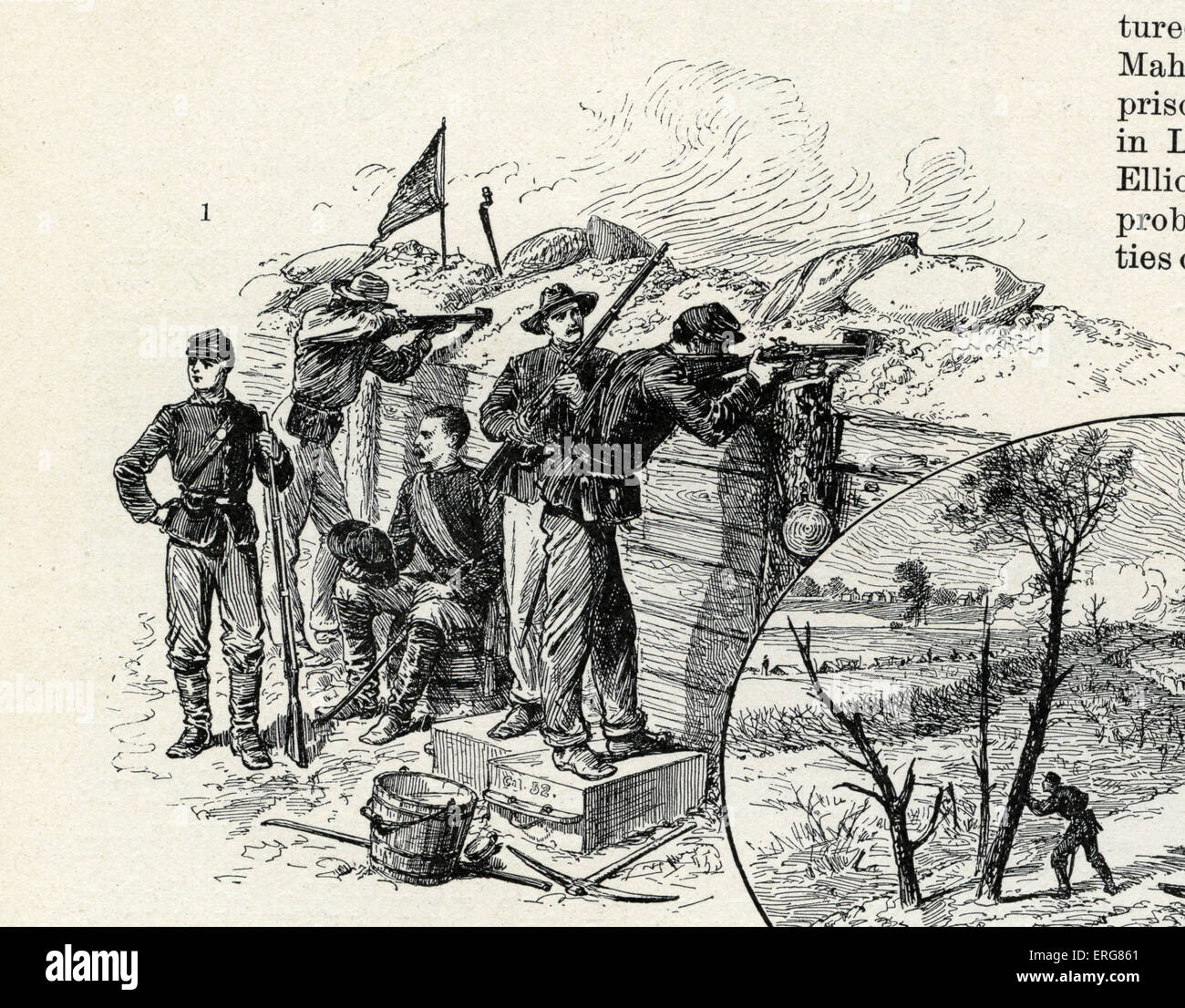 La battaglia del Cratere, la Guerra Civile Americana, 30 luglio 1864, durante l'assedio di Pietroburgo, Virgina. Sharpshooters (tiratori). Foto Stock