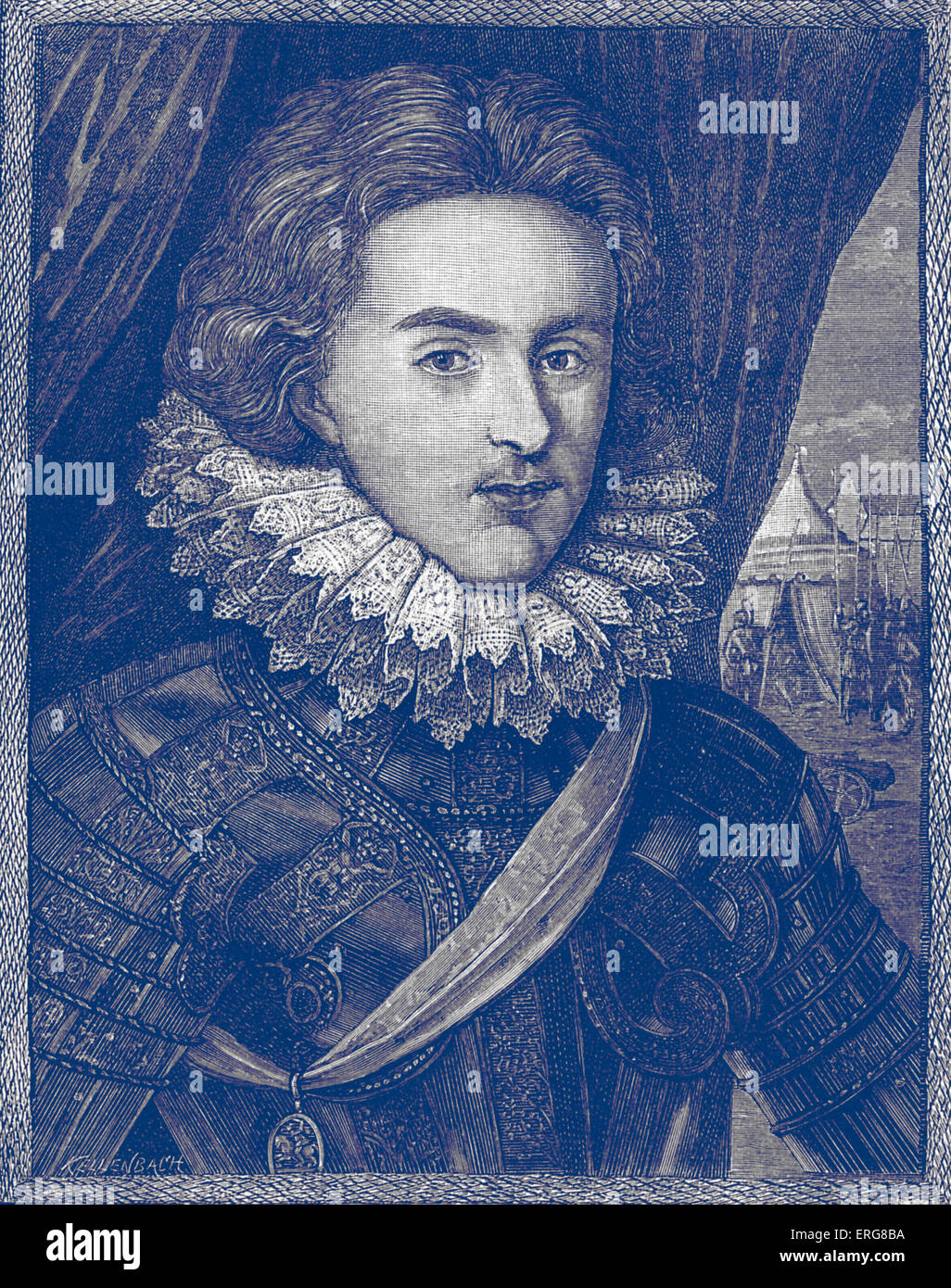 Henry Frederick, Principe di Galles, dopo l'originale miniatura da Isaac Oliver, c. 1612. HF: Figlio di Giacomo I, 19 Febbraio 1594 - Foto Stock