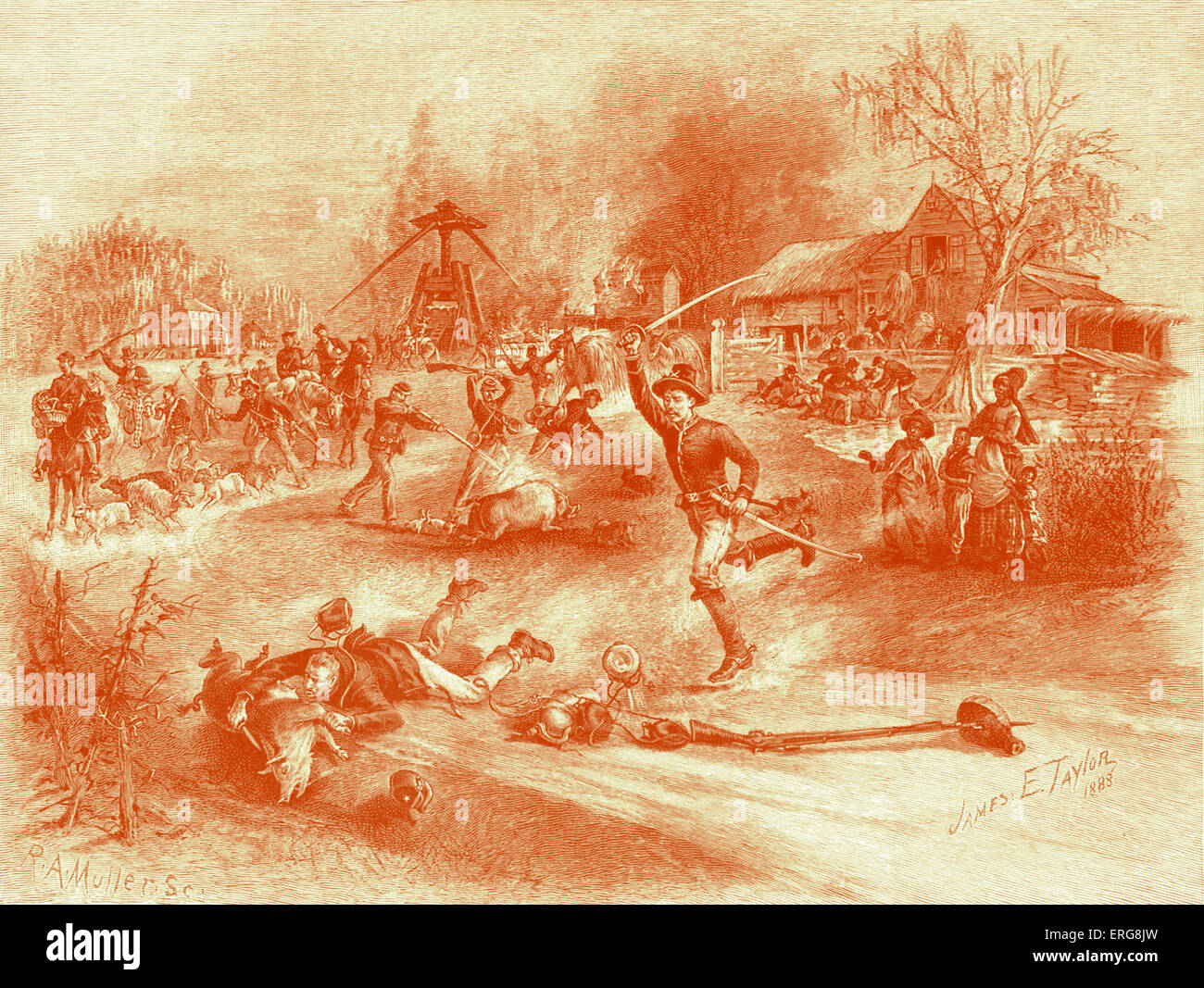Le truppe dell'Unione rovistando su una piantagione di Georgia - La Guerra civile americana. Sotto il comando di William Tecumseh Sherman, succeduto a concedere come leader della divisione militare del Mississippi nella primavera del 1864. Foto Stock