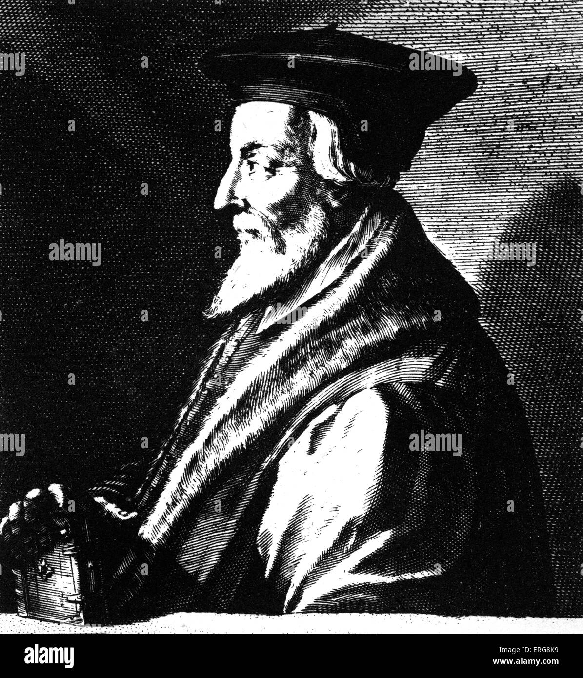 Hugh Latimer, Vescovo di Worcester, 1485 (?) - 1555. Da incisione di passe da Holland 's Heroologia, 1620. Foto Stock