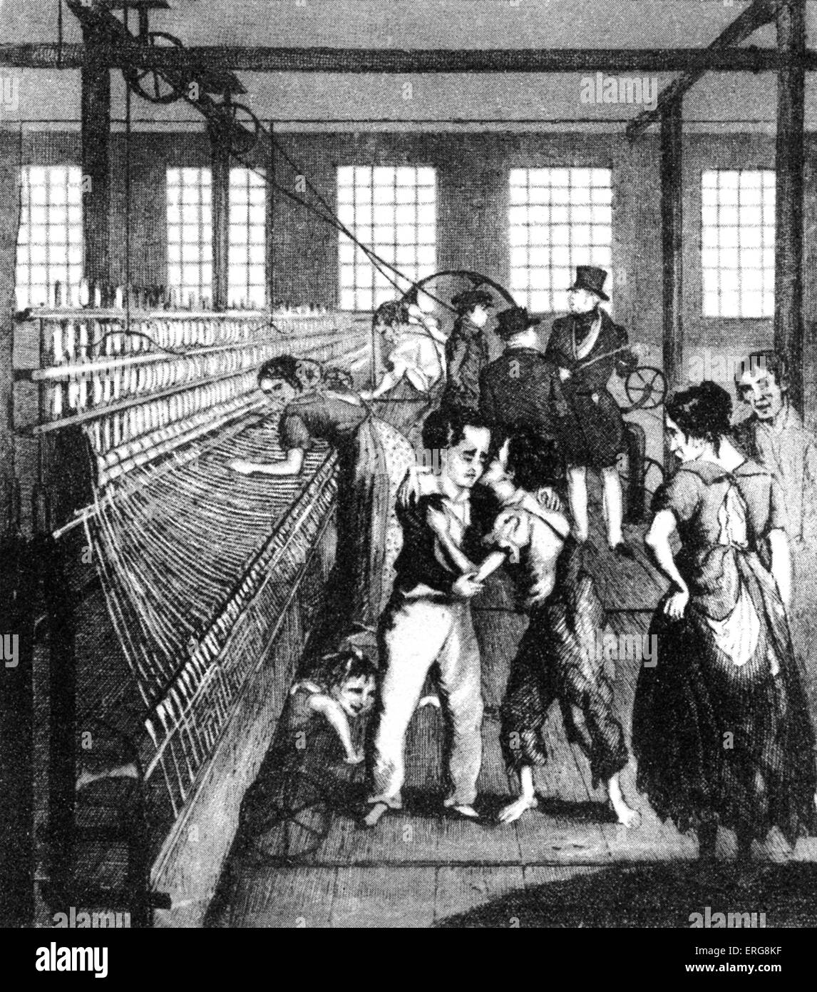 I bambini a lavorare in una fabbrica, 1840. Foto Stock