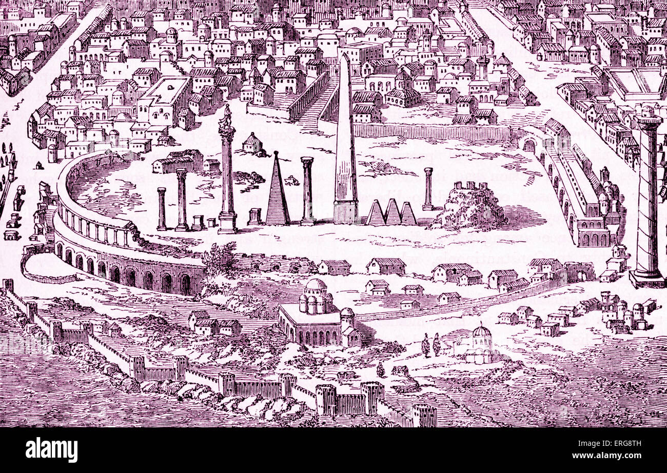 Circus e ippodromo di Costantinopoli cristiana (giorno moderno Istanbul, Turchia). Da incisione in Imperium Orientale. Foto Stock
