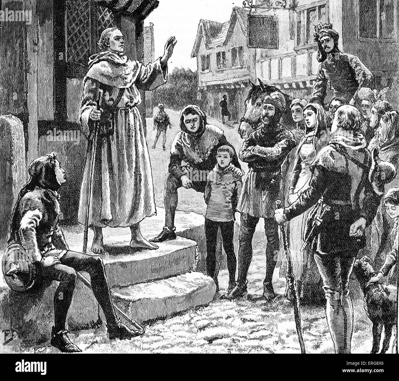 John Wycliffe 's "poveri sacerdoti' - La predicazione. Wycliffe si è battuto per la fine della gerarchia della Chiesa Cattolica. Inglese Foto Stock