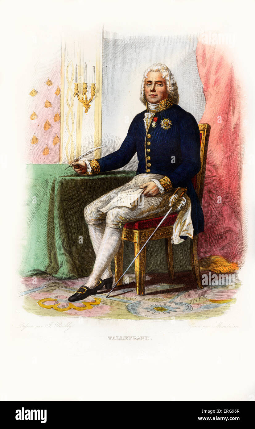 Charles Maurice de Talleyrand-Périgord, primo Principe de Bénévente. Diplomatico francese. 1754-1838. Incisione di Mauduison. c.1847 Foto Stock