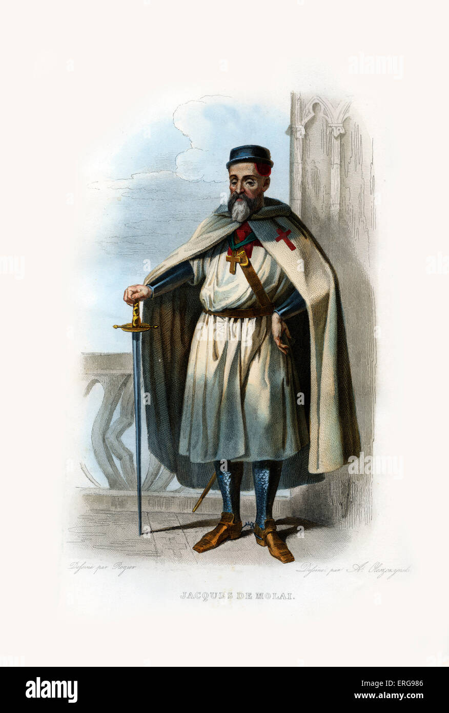 Jacques de Molai. Il Gran Maestro dei Cavalieri Templari (uno dei Western Christian ordini militari in Europa medievale). C. Foto Stock